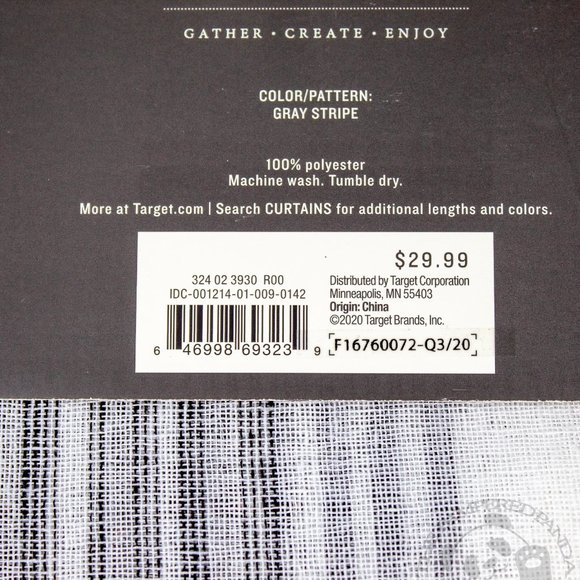 Hearth & Hand w Magnolia Sheer Gray Stripe Single Curtain Panel 95" x 54" A117 - Picture 3 of 3